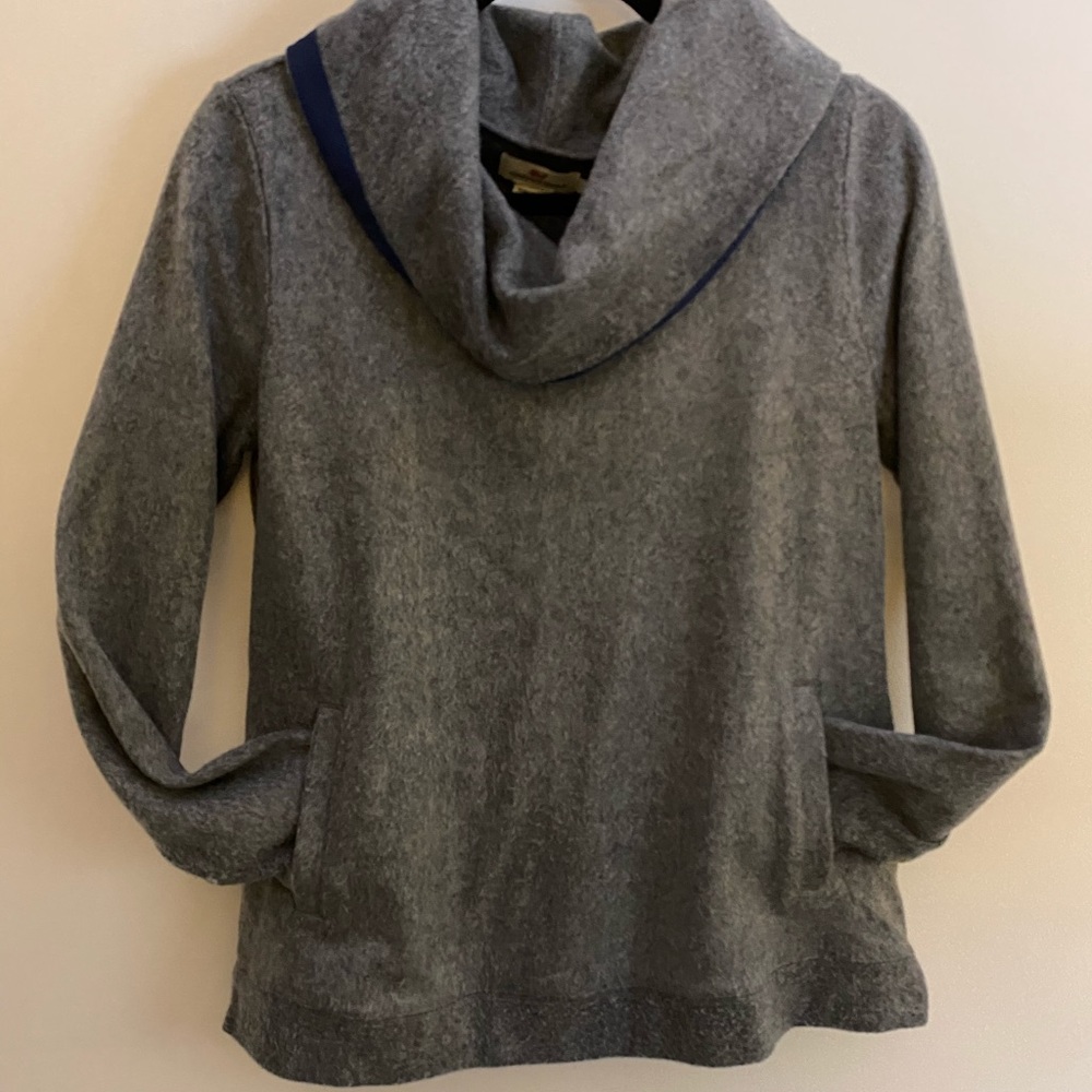 Vineyard Vines Grey Cowl Neck Sweater w/ Navy Det